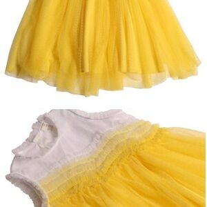 Tia Cibani Girls Yellow and White Sleeveless Dress
